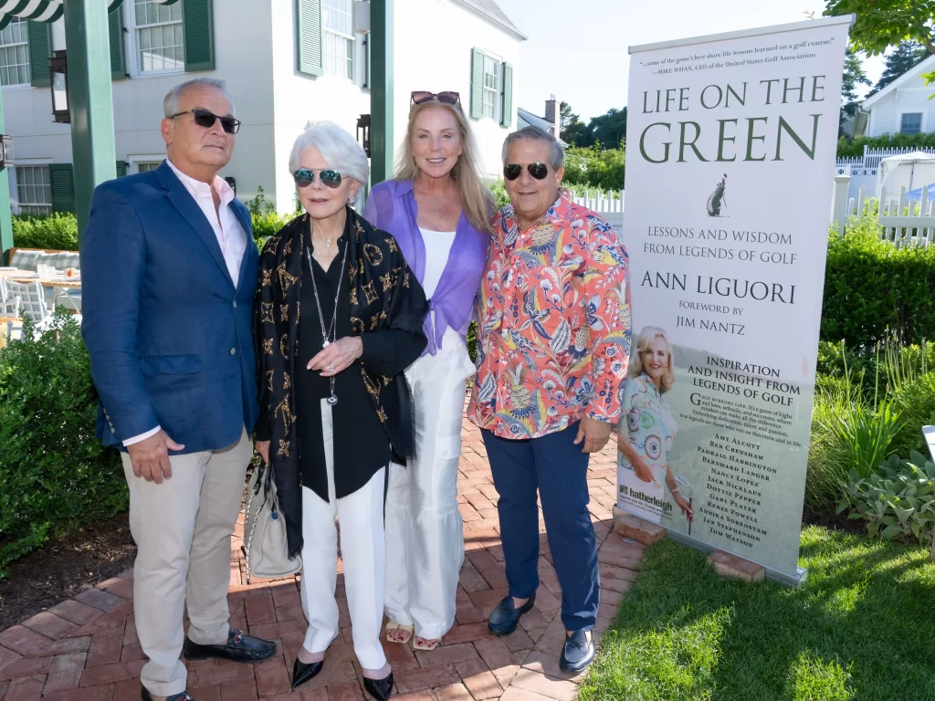 Ann Liguori, sports media icon and entrepreneur, launches her second book, "Life on the Green," featuring interviews with golf legends, celebrated at Canoe Place in Hampton Bays.