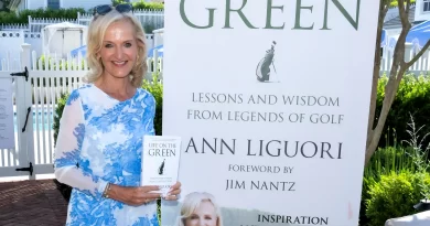 Ann Liguori, sports media icon and entrepreneur, launches her second book, "Life on the Green," featuring interviews with golf legends, celebrated at Canoe Place in Hampton Bays.