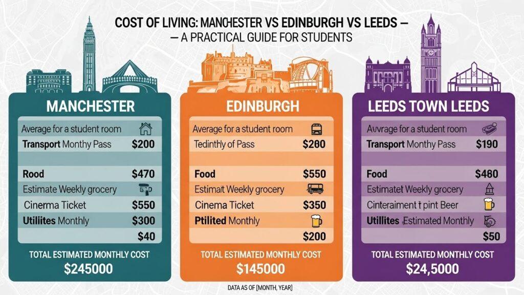 Cost of Living in Manchester vs Edinburgh vs Leeds: A Practical Guide for Students