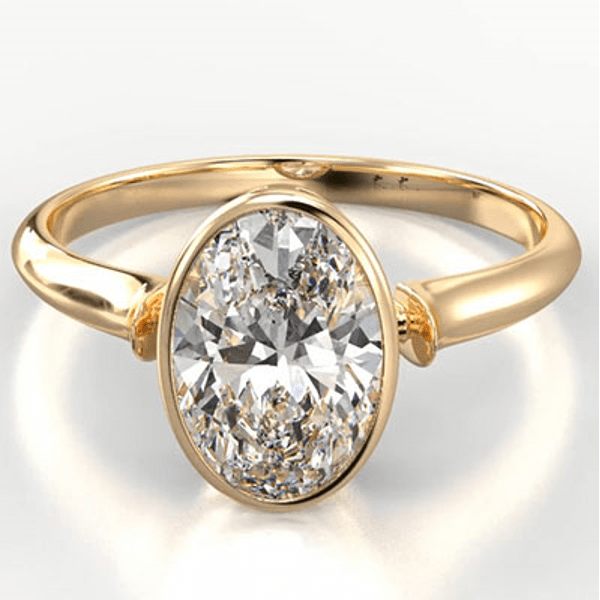 Engagement ring, Solitaire bezel for Oval cut Diamonds, image Diamonds-USA