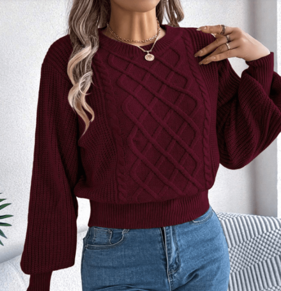 Casual Basic Cabled Knit Crew Neck Sweater | $17.43