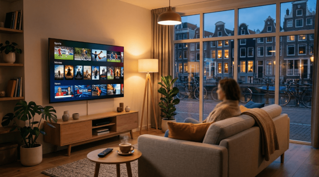 Which IPTV is best in the Netherlands, Dutch living room with streaming TV
