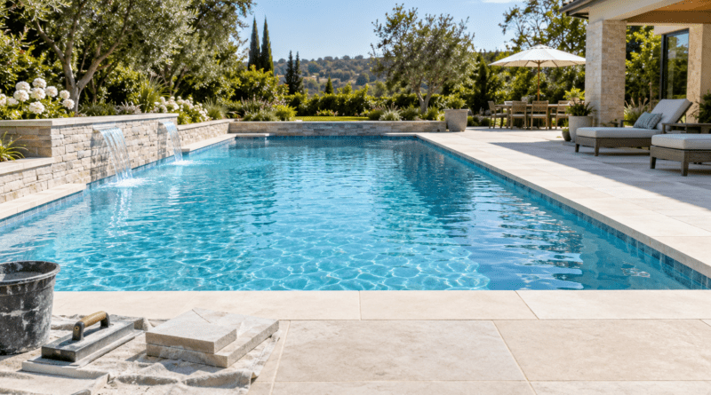 Residential pool renovation and upgraded outdoor living space