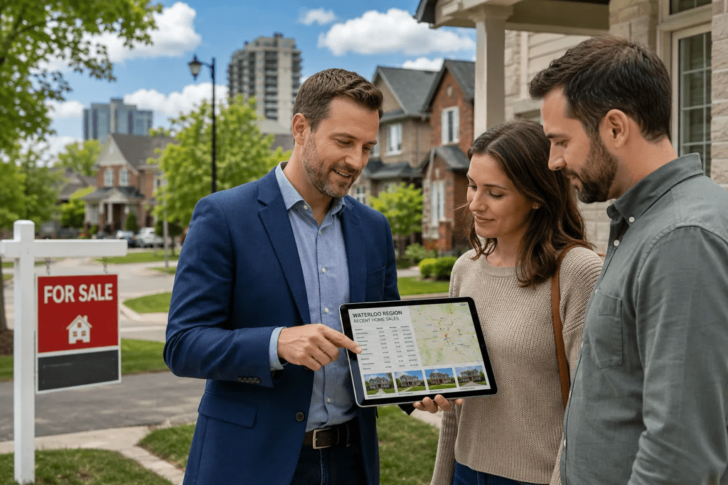 local realtor discussing Waterloo Region real estate with homeowners