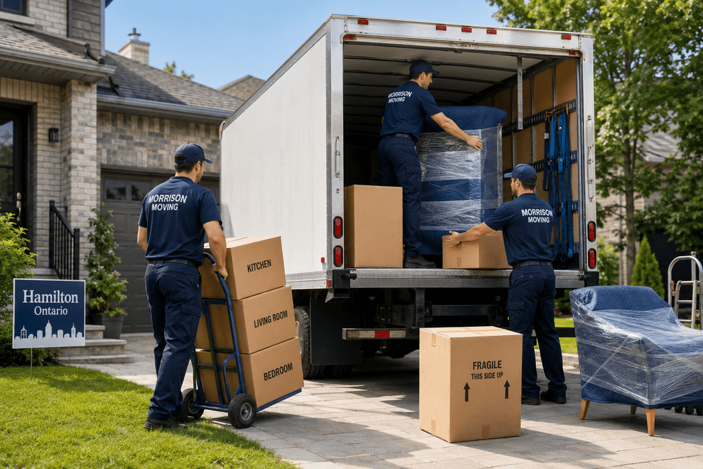 Hamilton movers loading furniture and boxes for a household move
