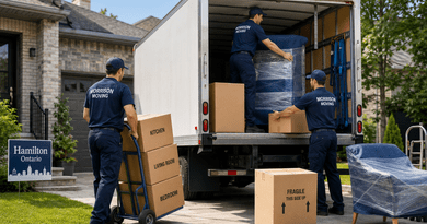 Hamilton movers loading furniture and boxes for a household move