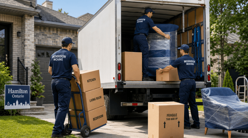 Hamilton movers loading furniture and boxes for a household move