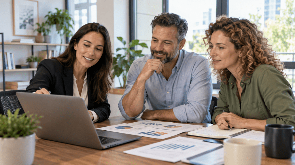Small business consultant discussing a growth plan
