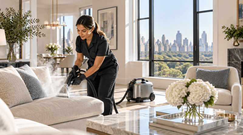 Professional deep cleaning an upscale New York apartment