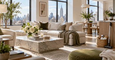 Clean and organized upscale New York apartment interior
