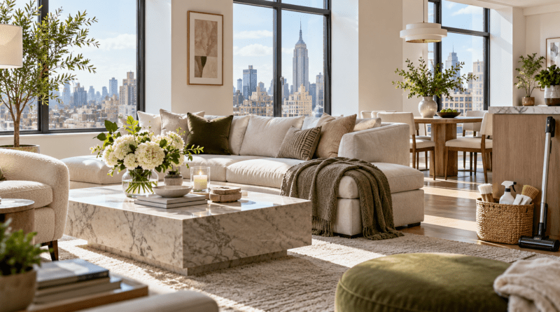 Clean and organized upscale New York apartment interior