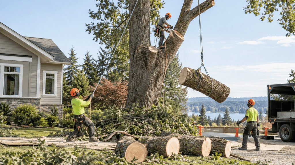 Professional tree removal near a residential property