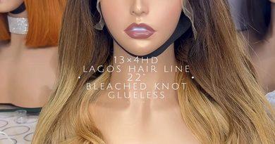 Real Vayora lace-front human hair wig product photograph; front view of brown-to-blonde body-wave style.